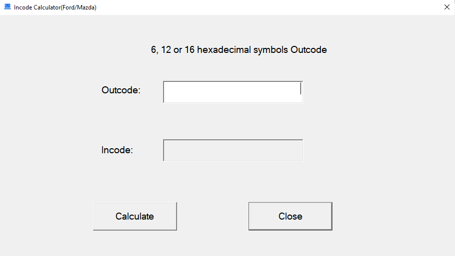 Ford & Mazda Outcode-Incode Calculator
