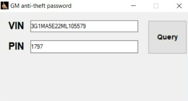 GM Anti Theft Password VIN