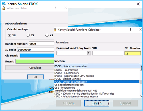 Mercedes FDOK VeDoc Calculator and DAS-XENTRY Special Function
