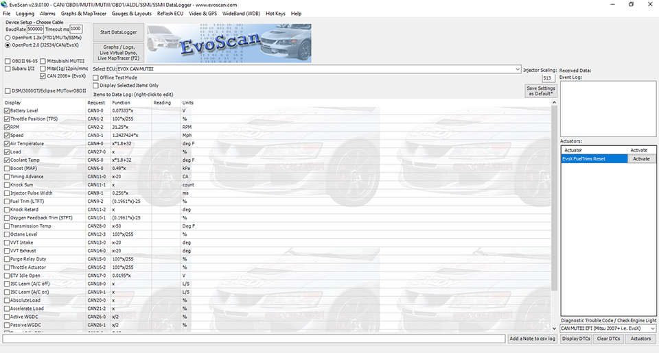 Subaru Mitsubishi EvoScan Diagnostik Çözümü