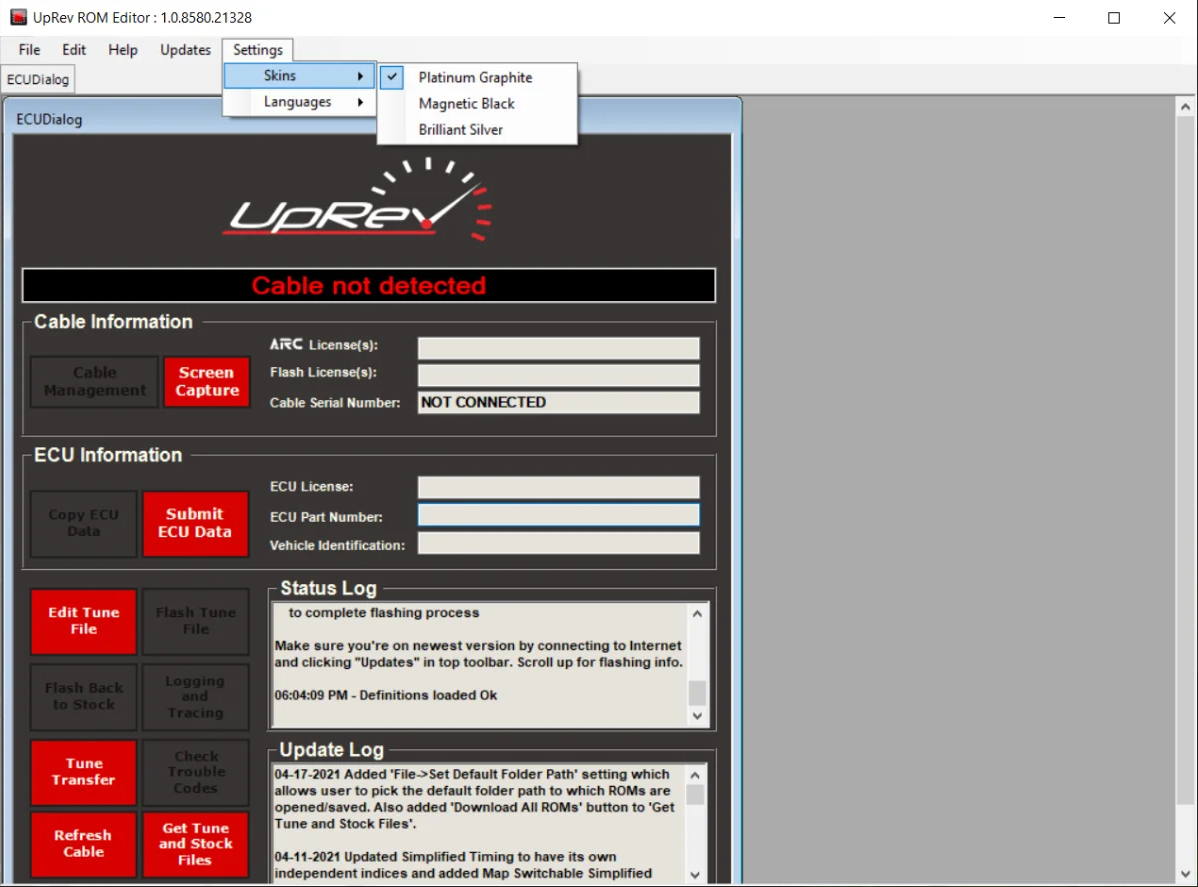 UpRev ROM Editor Nissan Infiniti Tuning Suite 1.0.8580