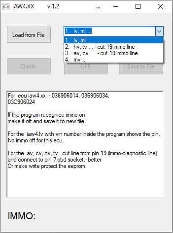 VAG Magneti Marelli IAW4xx Immo removal Tool v1.2